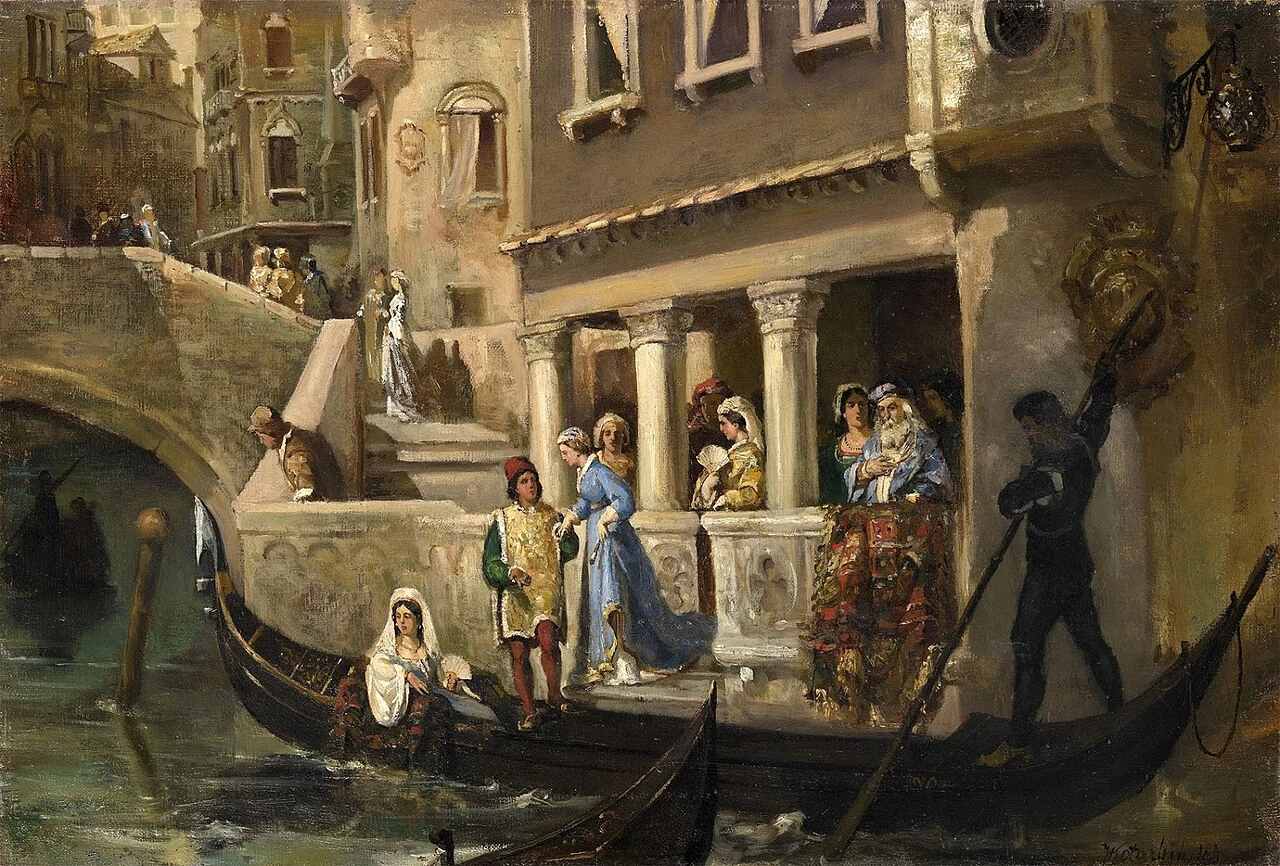 L'imbarco dei veneziani onorari in gondola